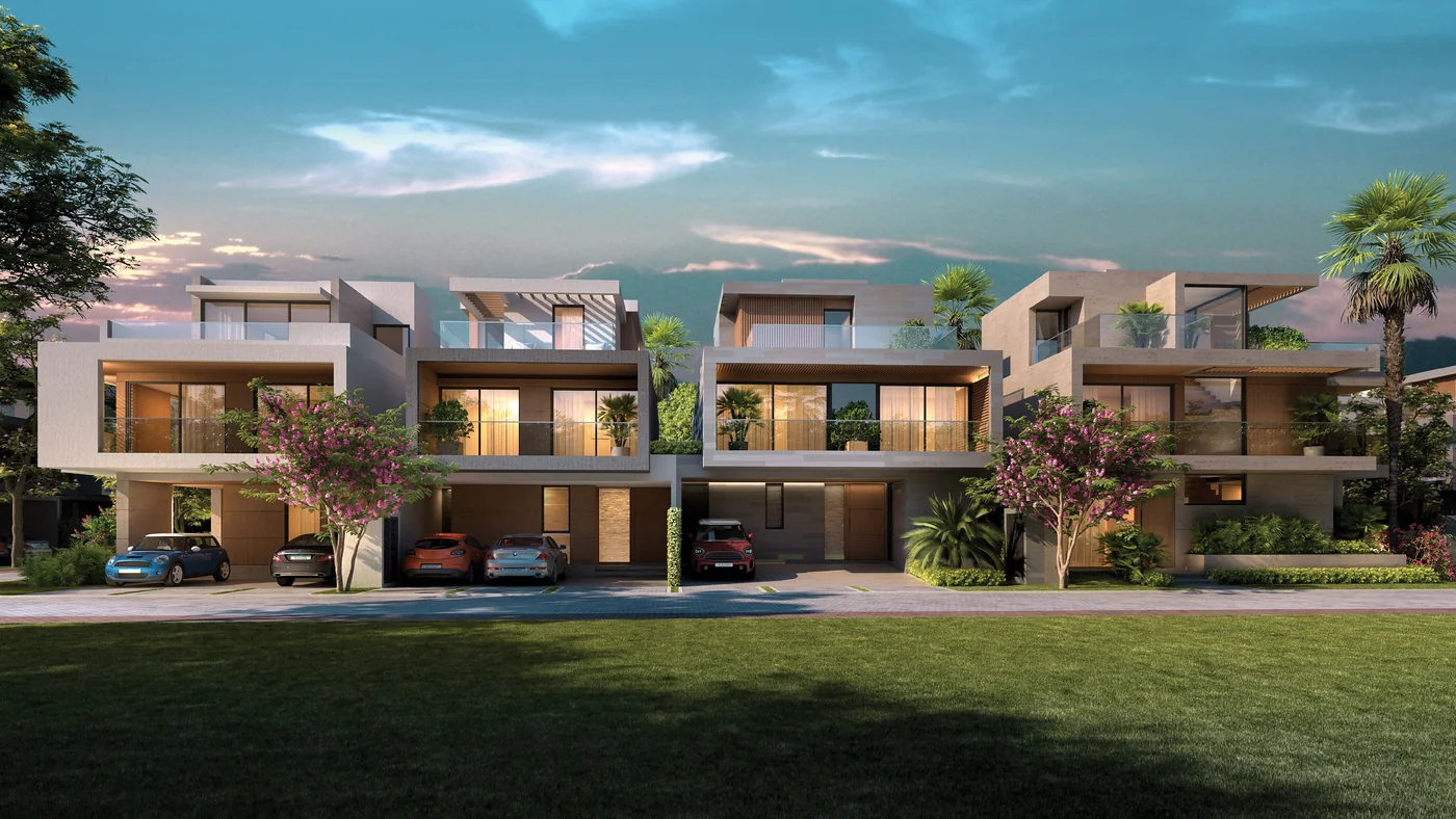 Perspectiva ilustrativa de casas contemporâneas do Conceito Bothanica